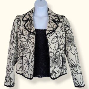 Ellen Tracy Floral Open Blazer
